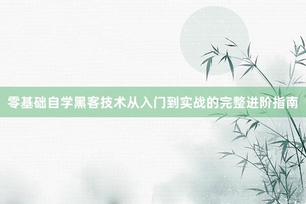 零基础自学黑客技术从入门到实战的完整进阶指南